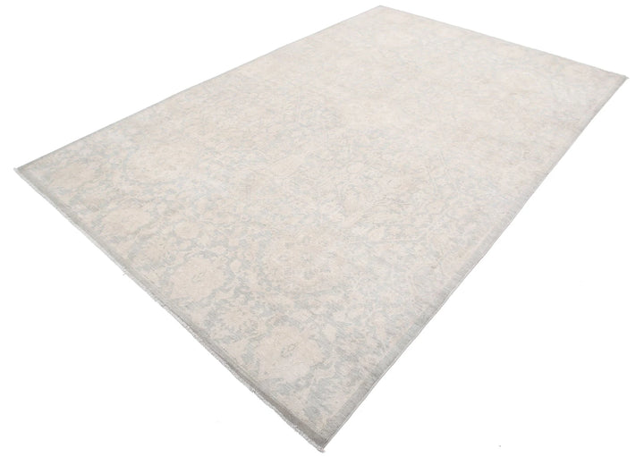 Grey Afghan Serenity Rug 6' 10" x 10' 4" Hand-Knotted | No. AT35701