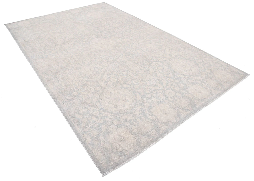 Grey Afghan Serenity Rug 6' 10" x 10' 4" Hand-Knotted | No. AT35701