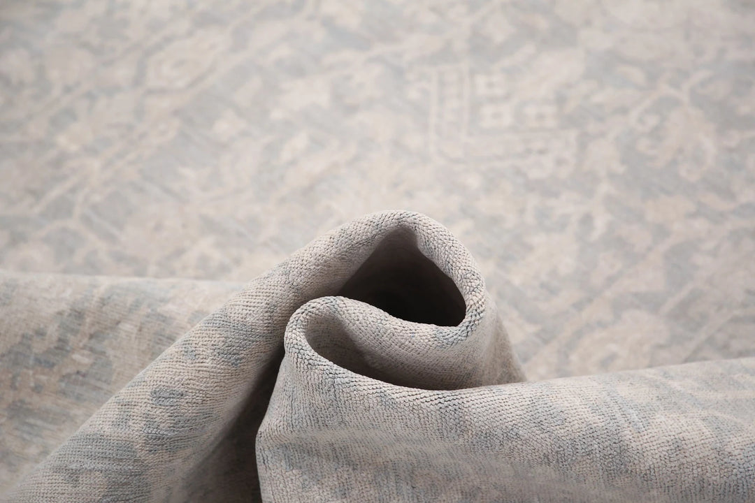 Grey Afghan Serenity Rug 6' 10" x 10' 4" Hand-Knotted | No. AT35701