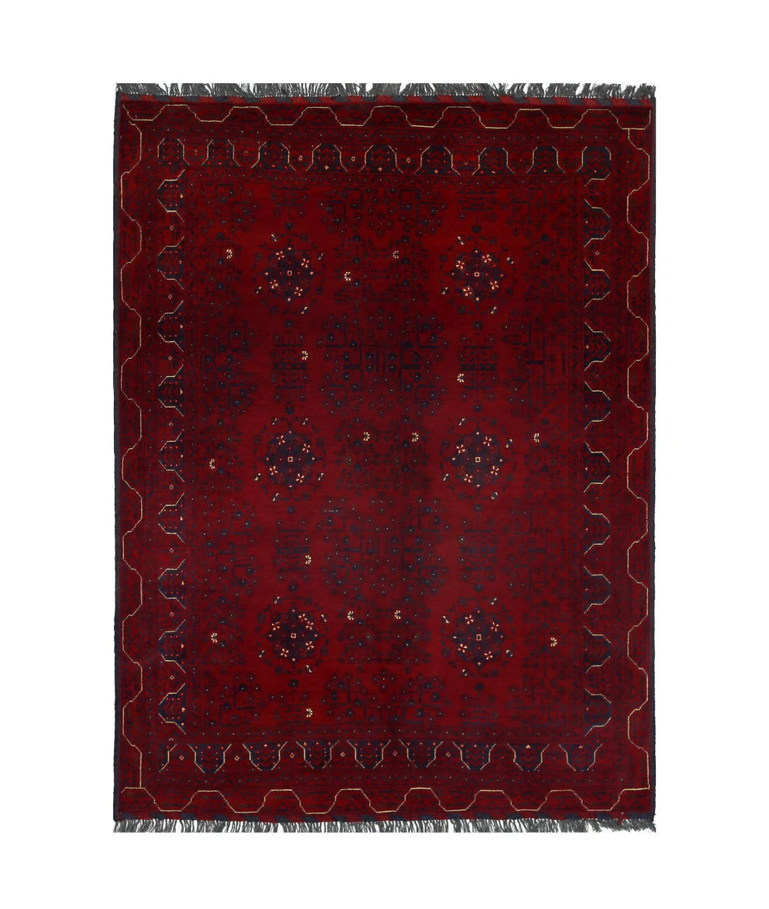 Red Afghan Khamyab Rug 4' 10" x 6' 6" Hand-Knotted | No. AT35732