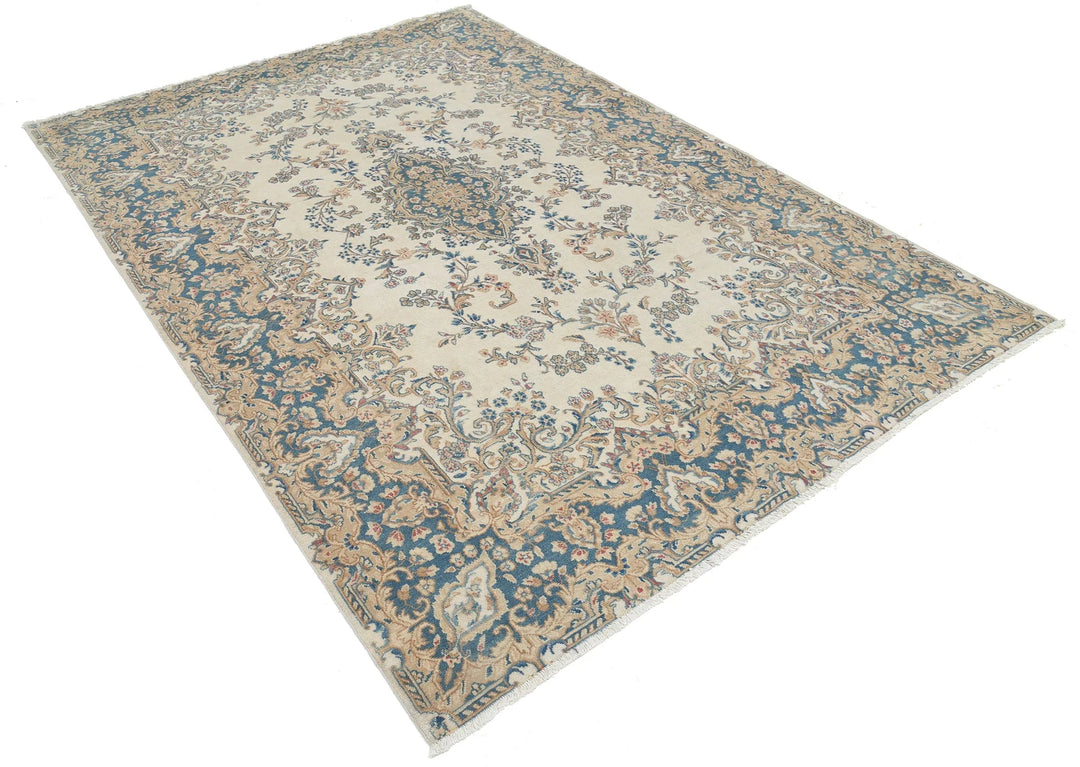 Persian Kerman Vintage Rug 5' 10" x 8' 6" Hand-Knotted | No. AT35782