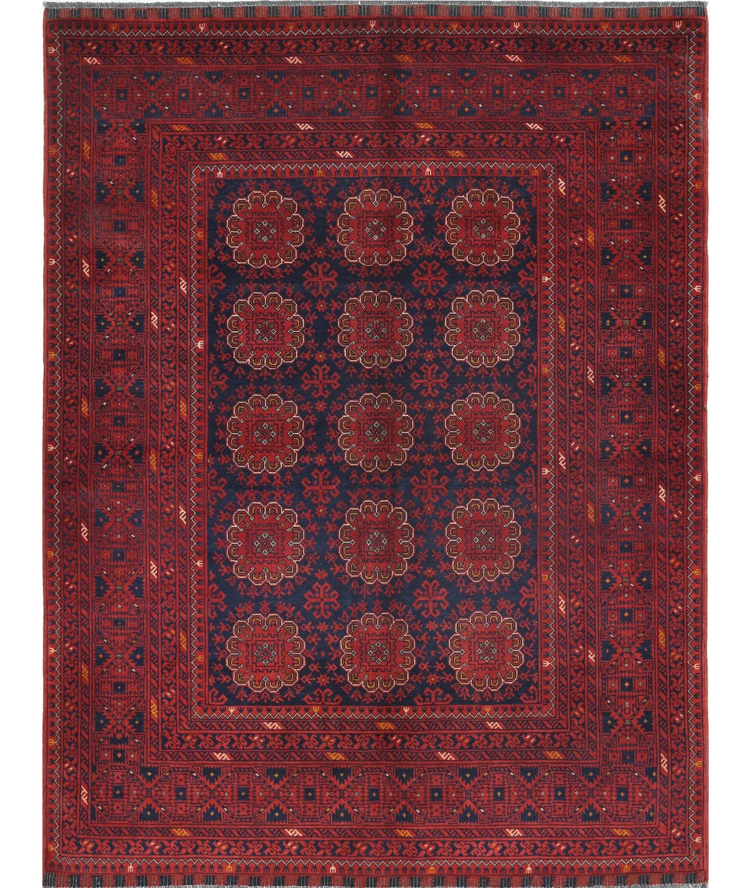 Red Afghan Khamyab Rug 4' 10" x 6' 5" Hand-Knotted | No. AT35845