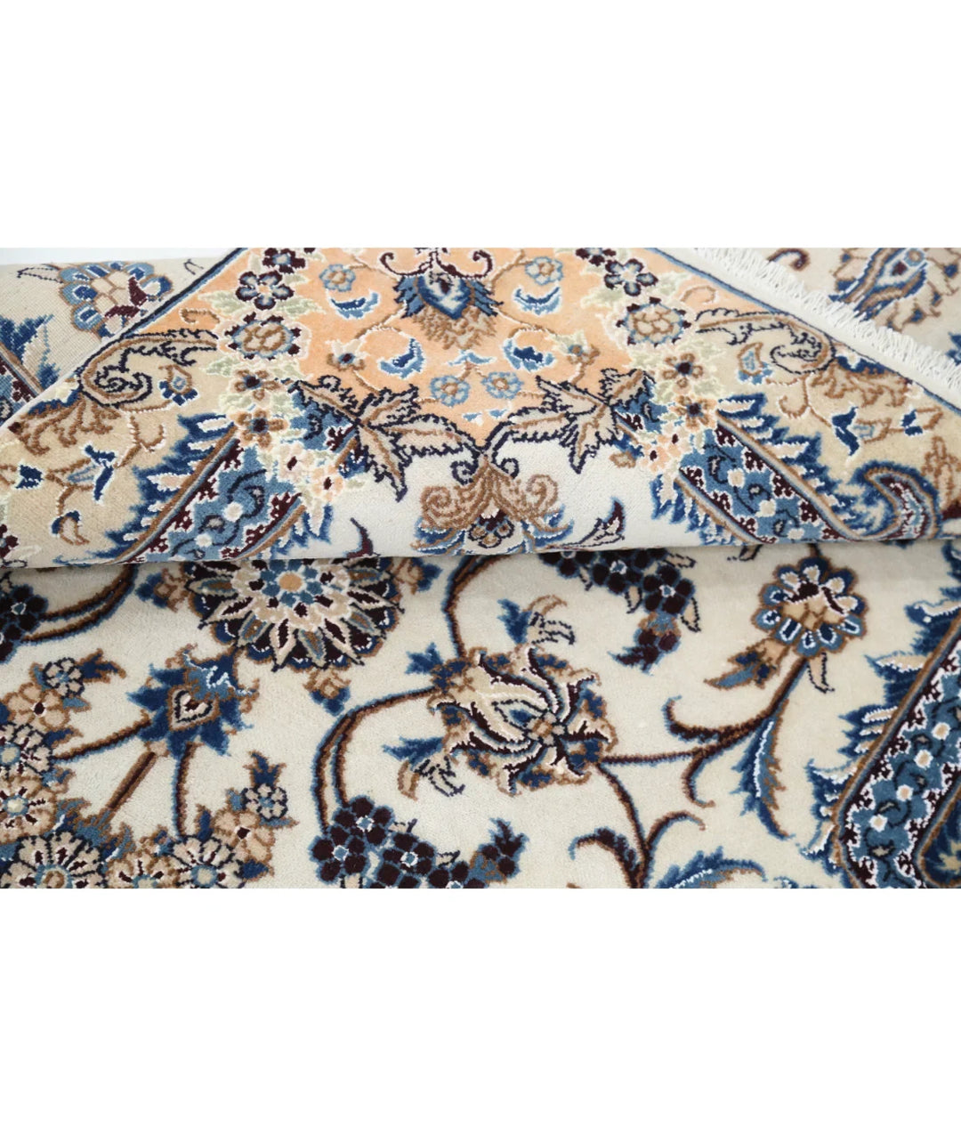 Ivory Persian Nain Rug 3' 6" x 5' 1" Hand-Knotted | No. AT35851