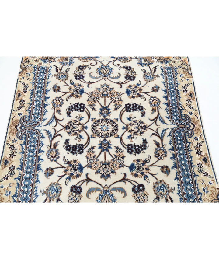 Ivory Persian Nain Rug 3' 6" x 5' 1" Hand-Knotted | No. AT35851