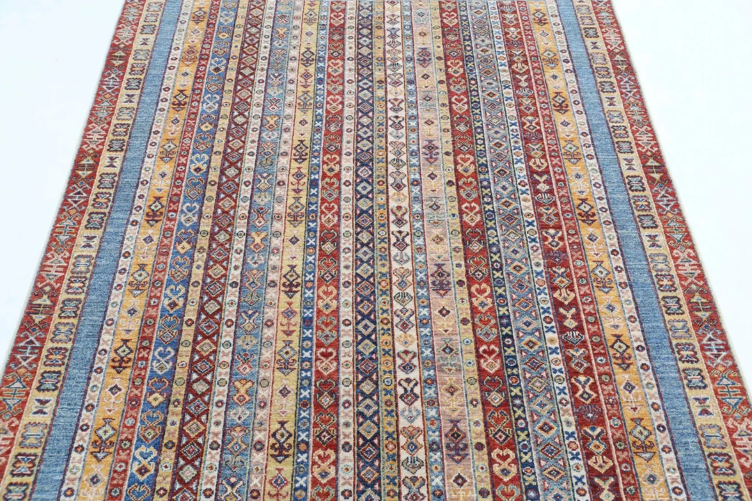 Afghan Shaal Rug 4' 11" x 6' 7" Hand-Knotted | No. AT35866