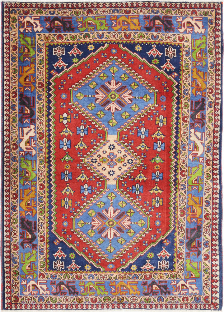 Persian Yalameh Rug 3' 7" x 5' 0" Hand-Knotted | No. AT35946