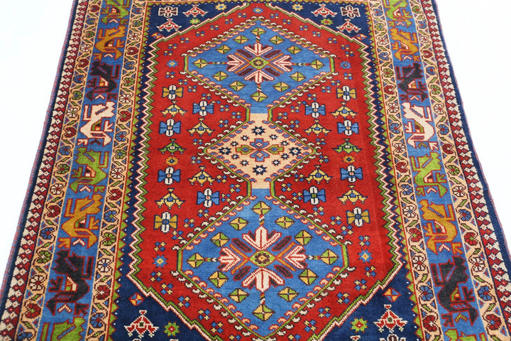 Persian Yalameh Rug 3' 7" x 5' 0" Hand-Knotted | No. AT35946