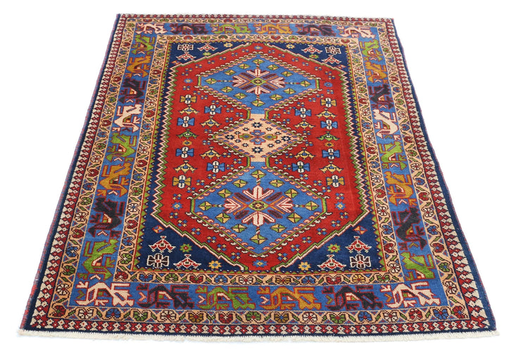 Persian Yalameh Rug 3' 7" x 5' 0" Hand-Knotted | No. AT35946