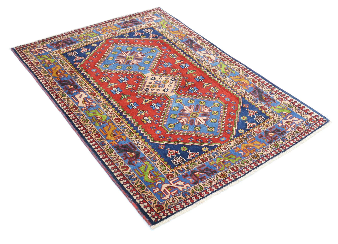 Persian Yalameh Rug 3' 7" x 5' 0" Hand-Knotted | No. AT35946