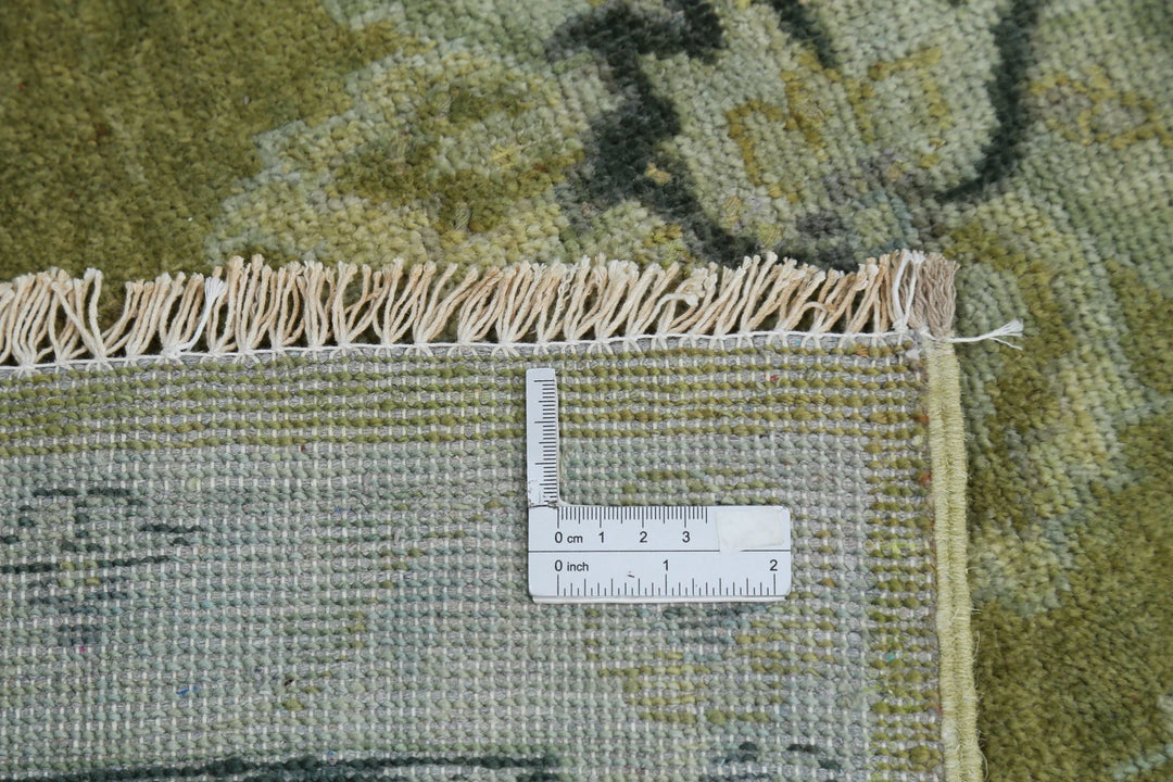 Green Indian Ziegler Rug 7'8" x 9'9" Hand-Knotted | No. AT35979
