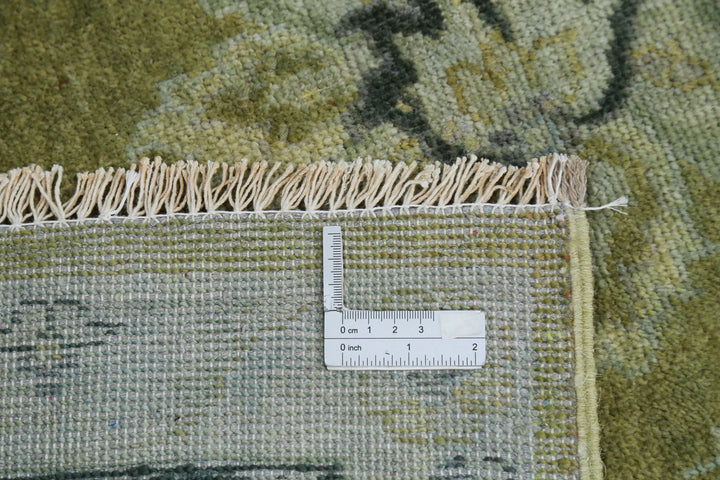 Green Indian Ziegler Rug 7'8" x 9'9" Hand-Knotted | No. AT35979