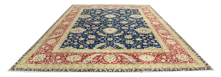 Blue Red Indian Ziegler Rug 9' 11" x 13' 10" Hand-Knotted | No. AT36002