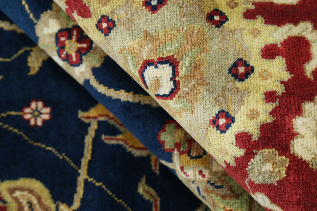 Blue Red Indian Ziegler Rug 9' 11" x 13' 10" Hand-Knotted | No. AT36002