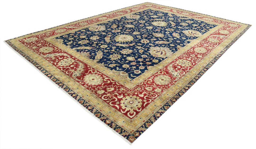 Blue Red Indian Ziegler Rug 9' 11" x 13' 10" Hand-Knotted | No. AT36002
