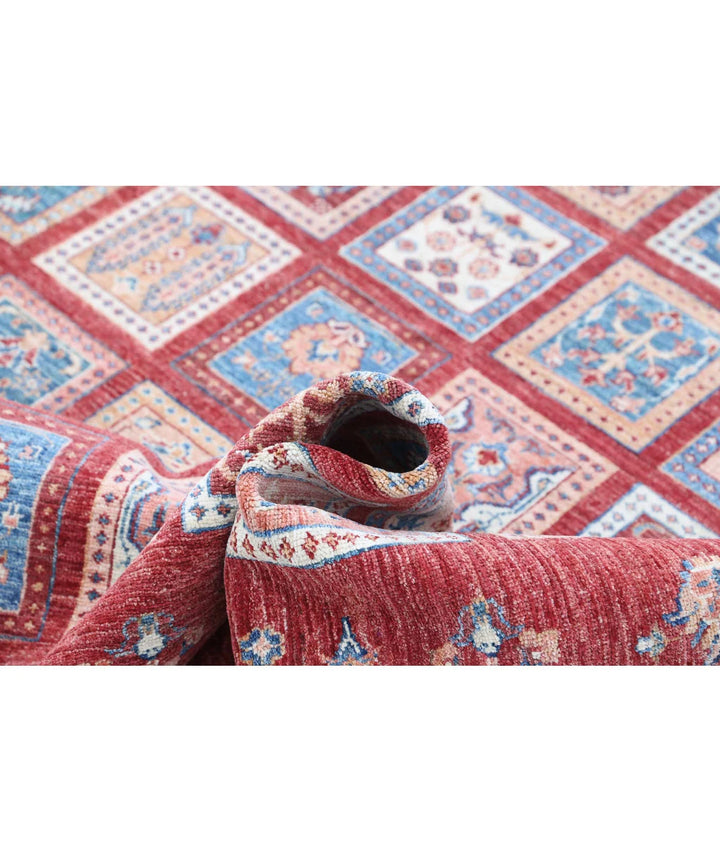 Red Afghan Bakhtiari Rug 5' 6" x 7' 6" Hand-Knotted | No. AT36222
