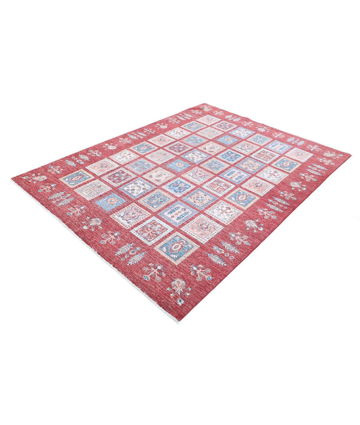 Red Afghan Bakhtiari Rug 5' 6" x 7' 6" Hand-Knotted | No. AT36222
