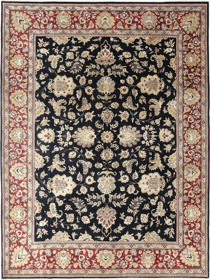 Black Indian Oriental Rug 9' 0" x 11' 11" Hand-Knotted