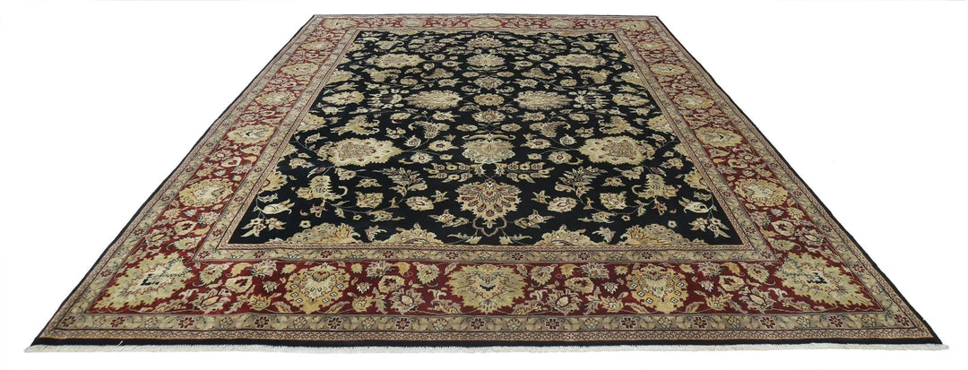 Black Indian Oriental Rug 9' 0" x 11' 11" Hand-Knotted | No. AT36253