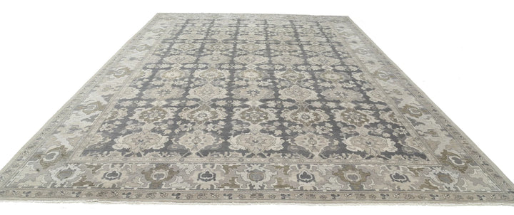 Grey Indian Farhan Rug 11' 9" x 17' 6" Hand-Knotted | No. AT36396