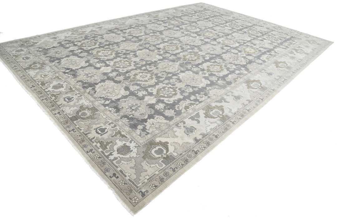 Grey Indian Farhan Rug 11' 9" x 17' 6" Hand-Knotted | No. AT36396