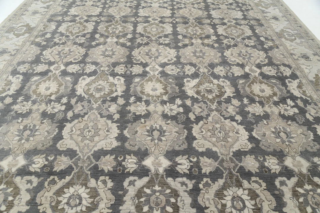 Grey Indian Farhan Rug 11' 9" x 17' 6" Hand-Knotted | No. AT36396