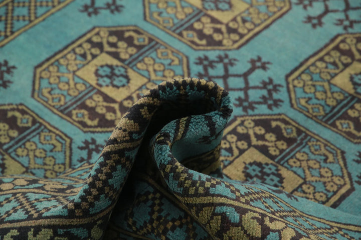 Afghan Akcha Revival Rug 6' 7" x 9' 4" Hand-Knotted | No. AT36452
