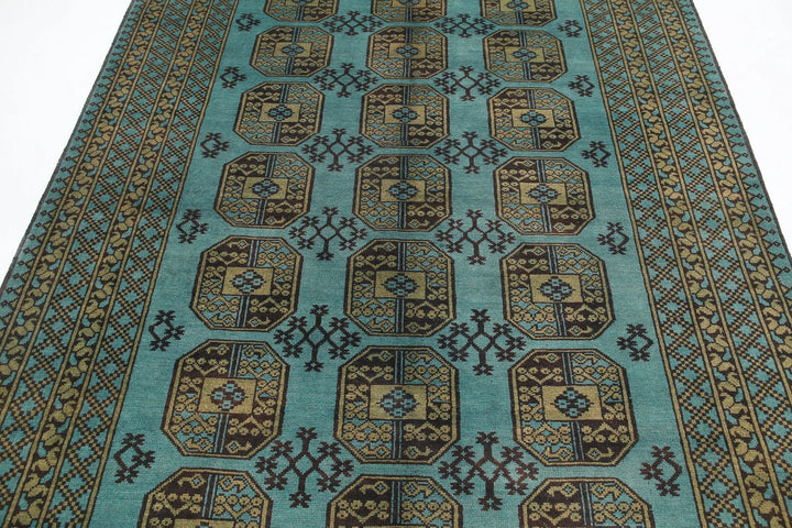 Afghan Akcha Revival Rug 6' 7" x 9' 4" Hand-Knotted | No. AT36452