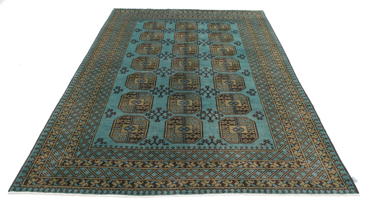 Afghan Akcha Revival Rug 6' 7" x 9' 4" Hand-Knotted | No. AT36452
