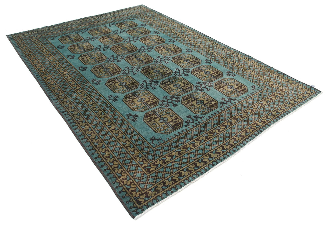 Afghan Akcha Revival Rug 6' 7" x 9' 4" Hand-Knotted | No. AT36452