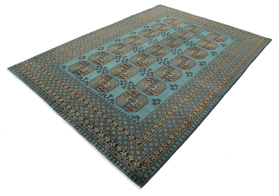 Afghan Akcha Revival Rug 6' 7" x 9' 4" Hand-Knotted | No. AT36452