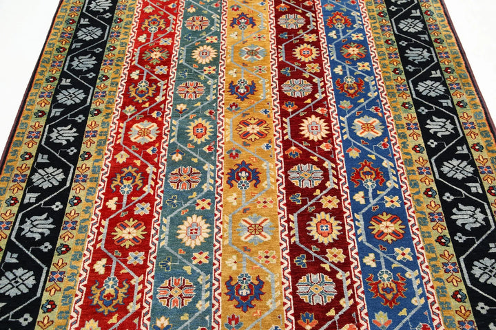 Afghan Shaal Rug 5' 1" x 6' 11" Hand-Knotted | No. AT36462