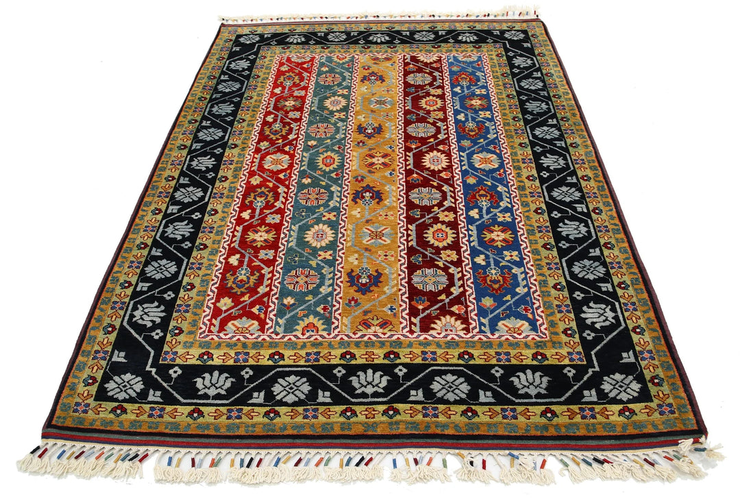 Afghan Shaal Rug 5' 1" x 6' 11" Hand-Knotted | No. AT36462
