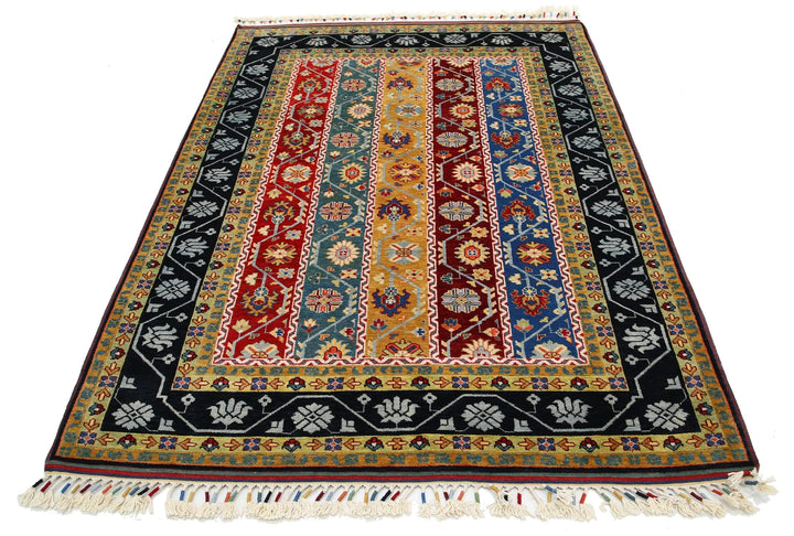 Afghan Shaal Rug 5' 1" x 6' 11" Hand-Knotted | No. AT36462