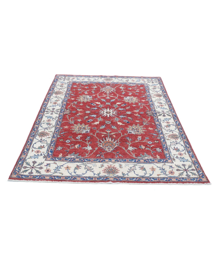 Afghan Ziegler Farhan Rug 4' 10" x 6' 9" Hand-Knotted | No. AT36475