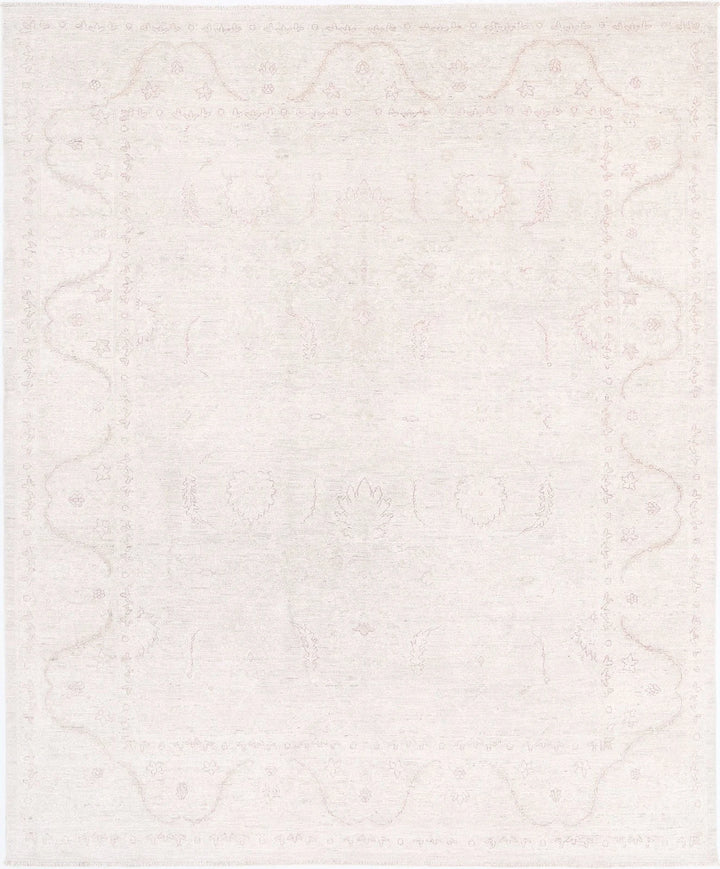 Ivory Afghan Serenity Rug 7' 11" x 9' 5" Hand-Knotted | No. AT36612