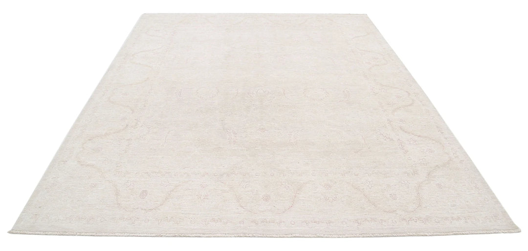 Ivory Afghan Serenity Rug 7' 11" x 9' 5" Hand-Knotted | No. AT36612
