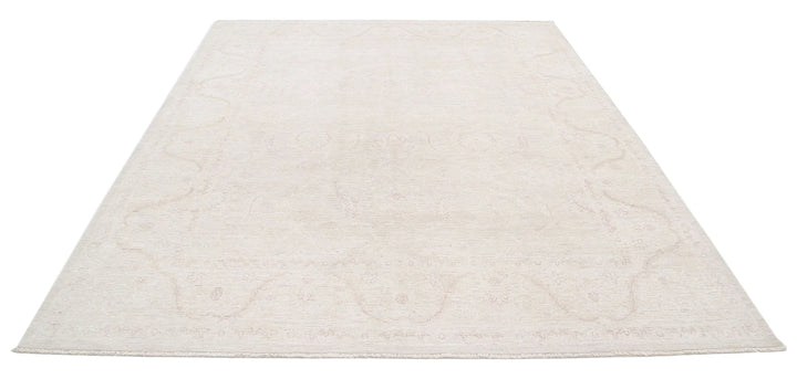 Ivory Afghan Serenity Rug 7' 11" x 9' 5" Hand-Knotted | No. AT36612