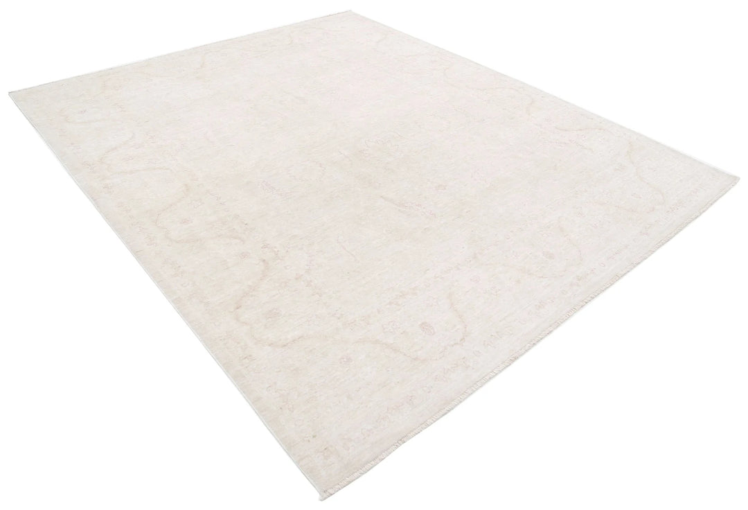 Ivory Afghan Serenity Rug 7' 11" x 9' 5" Hand-Knotted | No. AT36612