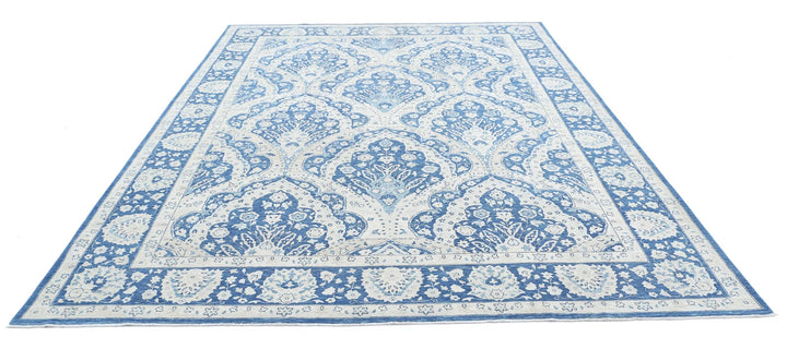 Blue Afghan Ziegler Rug 8' 7" x 11' 10" Hand-Knotted | No. AT36650