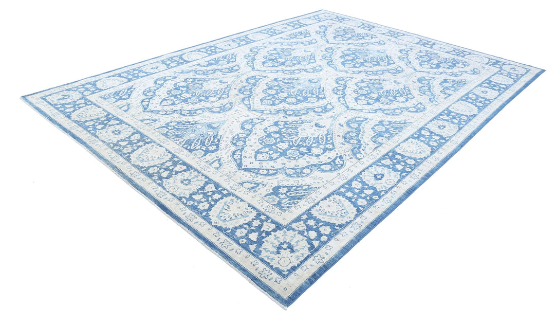 Blue Afghan Ziegler Rug 8' 7" x 11' 10" Hand-Knotted | No. AT36650