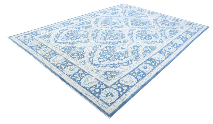 Blue Afghan Ziegler Rug 8' 7" x 11' 10" Hand-Knotted | No. AT36650
