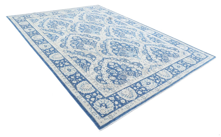 Blue Afghan Ziegler Rug 8' 7" x 11' 10" Hand-Knotted | No. AT36650