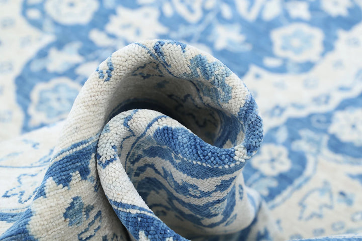 Blue Afghan Ziegler Rug 8' 7" x 11' 10" Hand-Knotted | No. AT36650