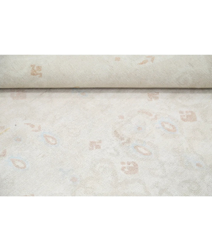 Ivory Afghan Tabriz Rug 9' 10" x 13' 3" Hand-Knotted | No. AT367199