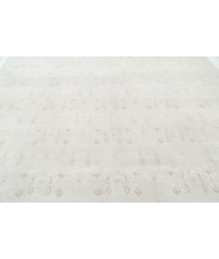 Ivory Afghan Tabriz Rug 9' 10" x 13' 3" Hand-Knotted | No. AT367199