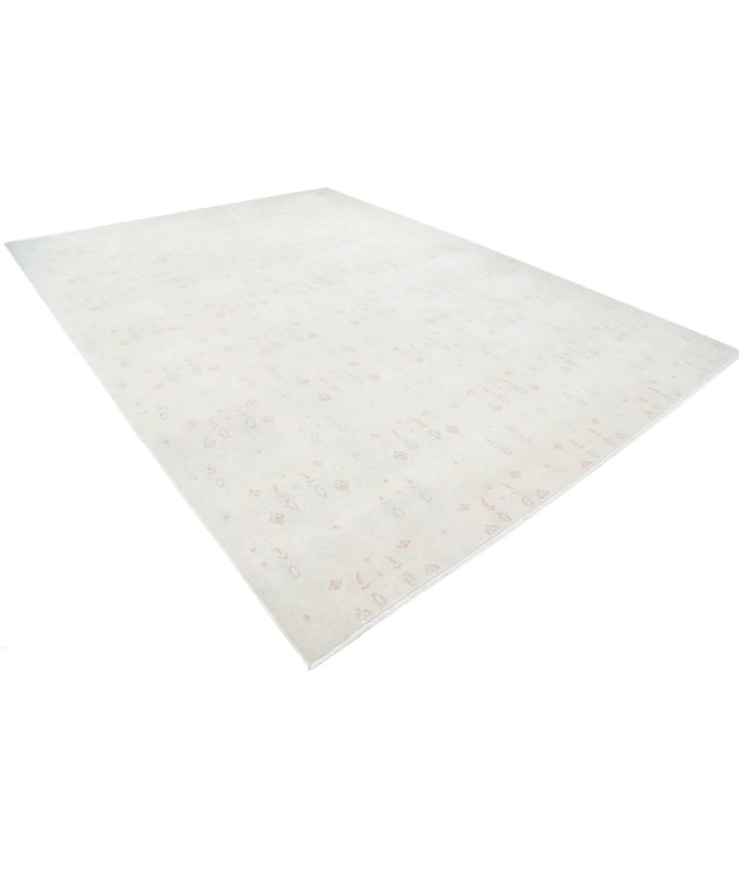 Ivory Afghan Tabriz Rug 9' 10" x 13' 3" Hand-Knotted | No. AT367199