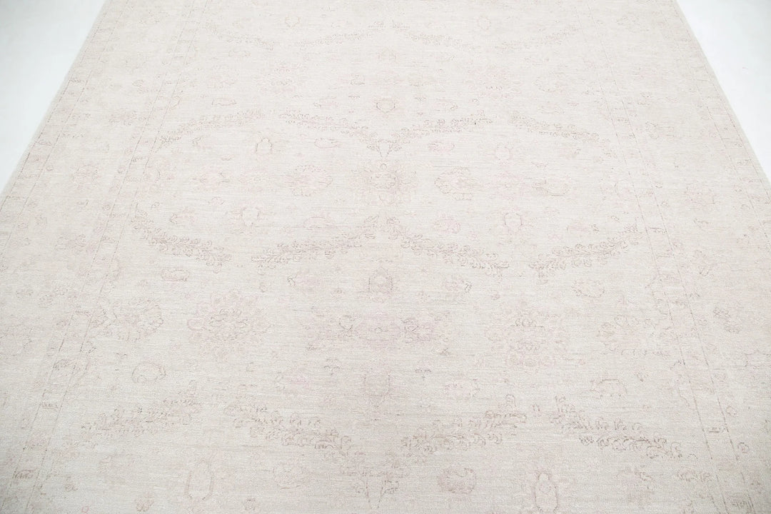 Ivory Afghan Serenity Rug 8' 1" x 9' 5" Hand-Knotted | No. AT36745