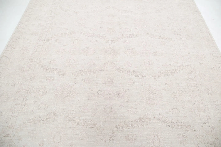 Ivory Afghan Serenity Rug 8' 1" x 9' 5" Hand-Knotted | No. AT36745