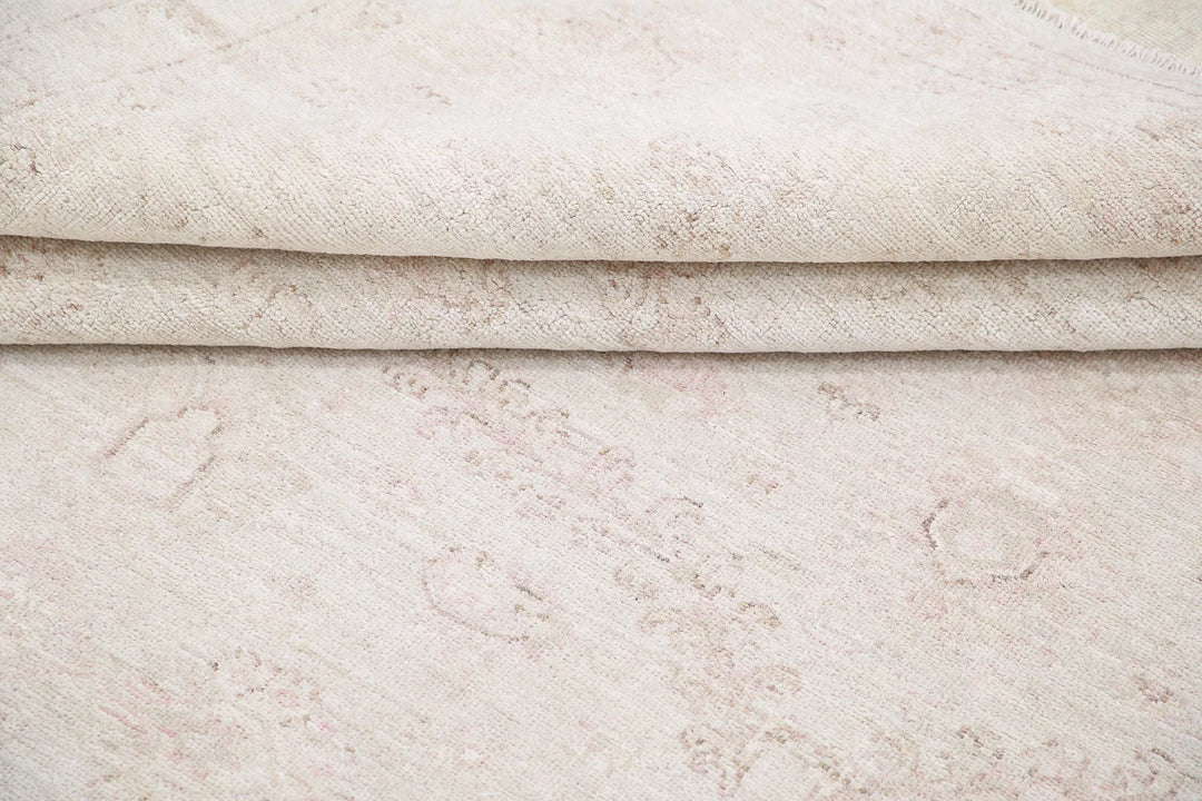 Ivory Afghan Serenity Rug 8' 1" x 9' 5" Hand-Knotted | No. AT36745