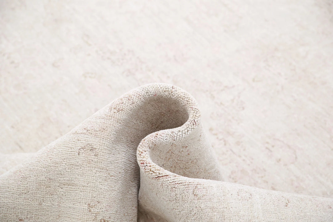 Ivory Afghan Serenity Rug 8' 1" x 9' 5" Hand-Knotted | No. AT36745